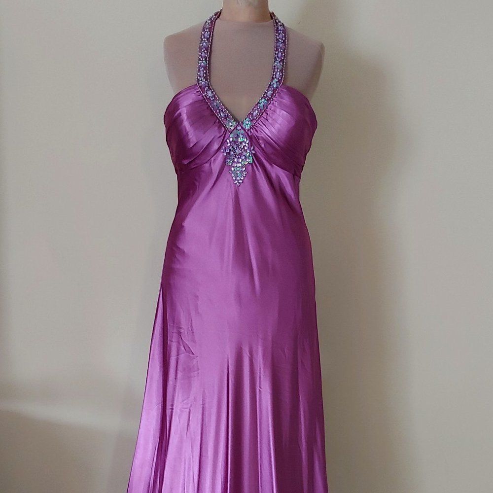 (6) Gorgeous Faviana Halter Top Long Gown With a Sexy Back